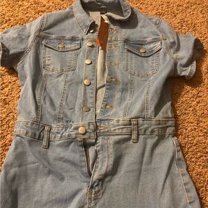 SHEIN Light Blue Denim Jumpsuit